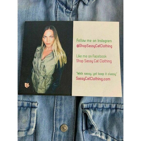 Zara Womens Solid Light Blue Long Sleeve Denim Jean Button Down Jacket Medium - Picture 8 of 8